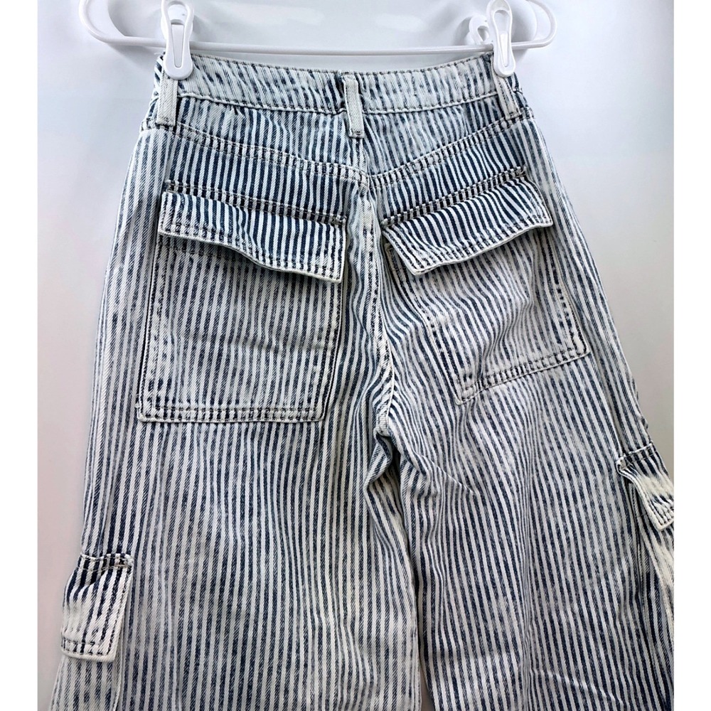 Wild Fable Striped Baggy Cargo Jeans Sz 00 Y2K Skater Utility Streetwear - Picture 11 of 13
